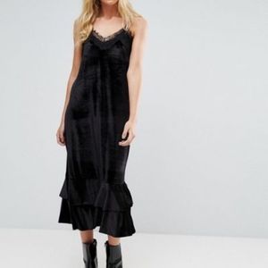 Velvet cami dress with lace